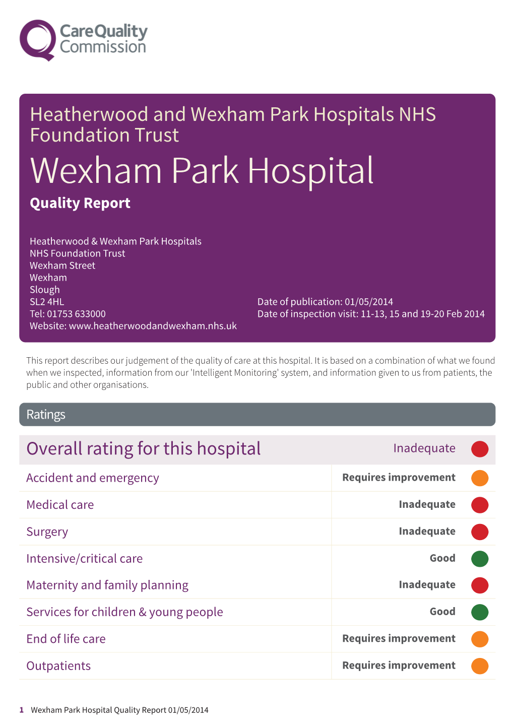 Wexham Park Hospital Scheduled Report