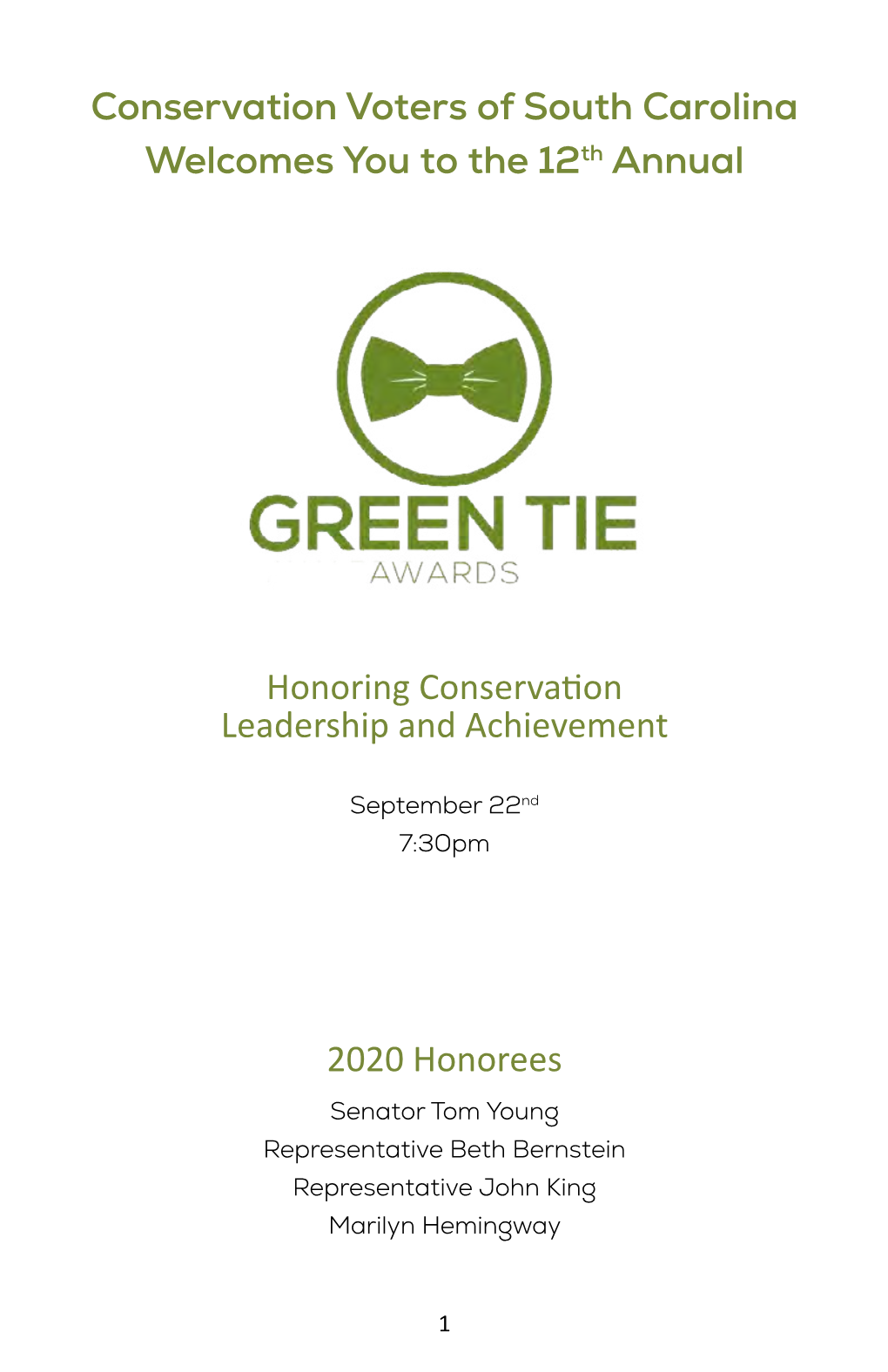 2020 Green Tie Awards Program