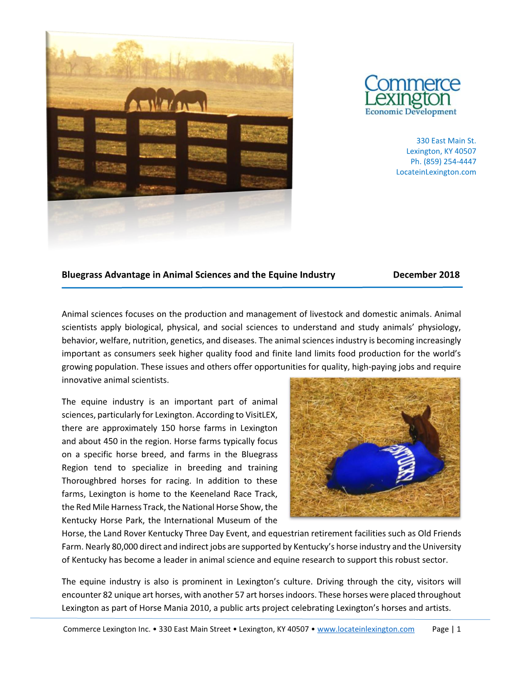 Bluegrass Advantage in Animal Sciences and the Equine Industry December 2018
