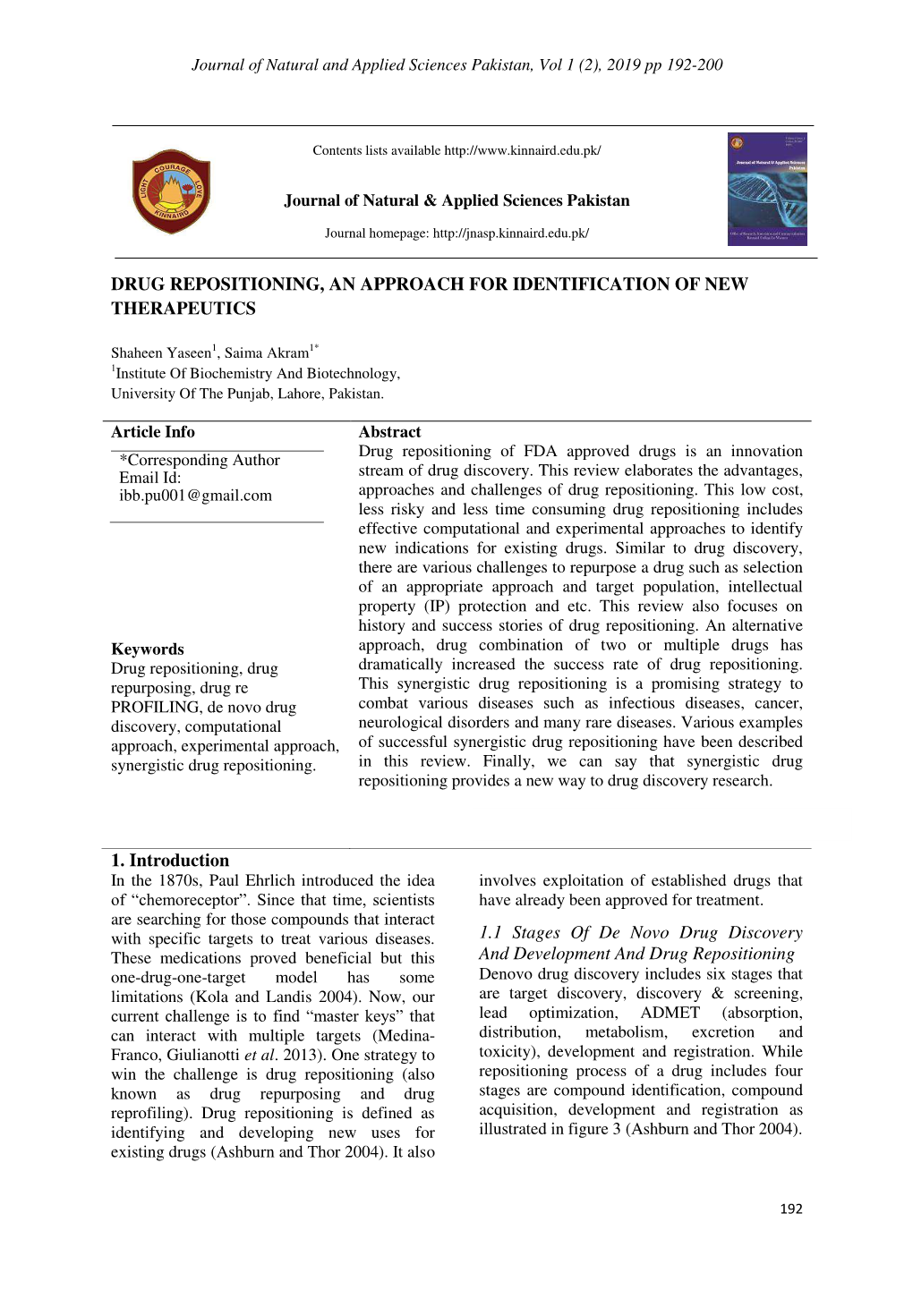 Drug Repositioning, an Approach for Identification of New Therapeutics