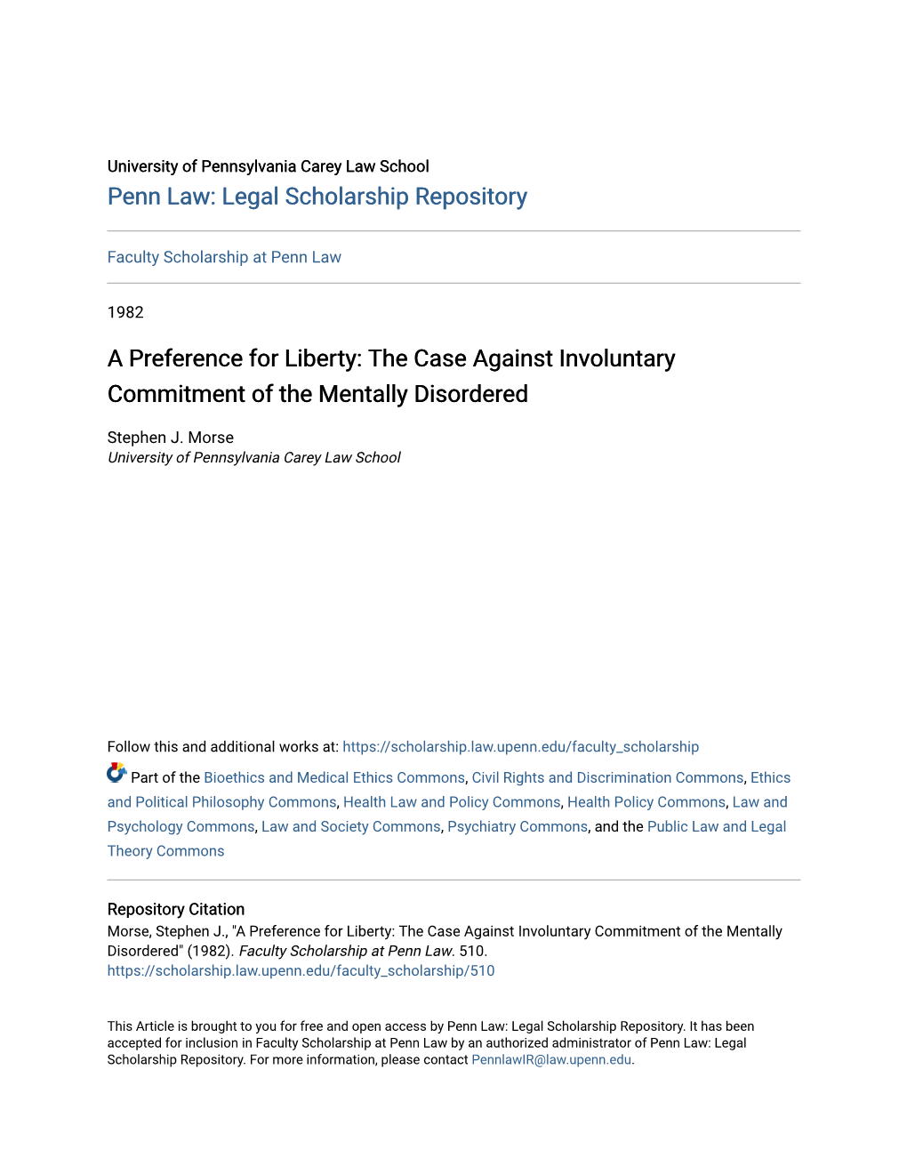 The Case Against Involuntary Commitment of the Mentally Disordered