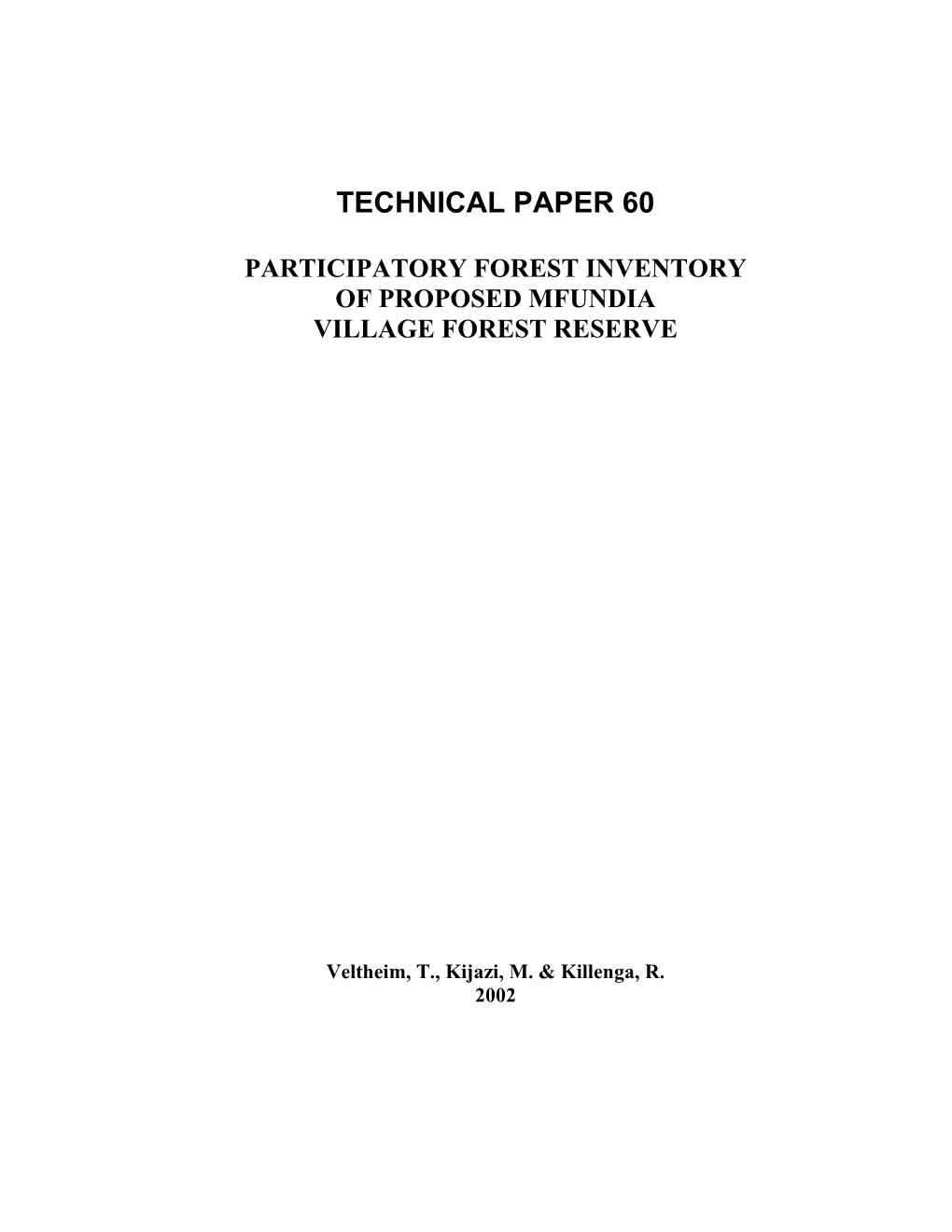 Participatory Forest Inventory of Mfundia