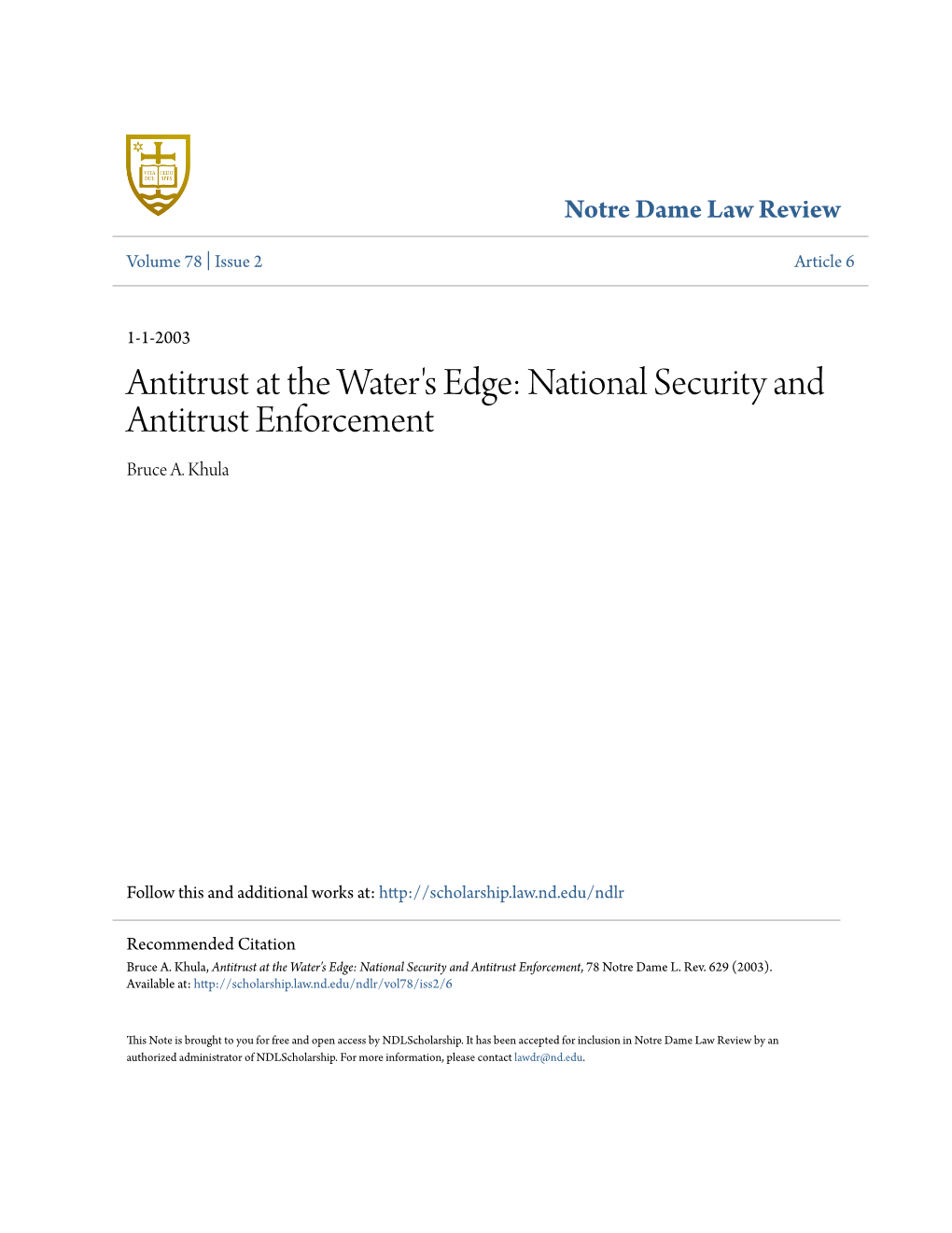 National Security and Antitrust Enforcement Bruce A