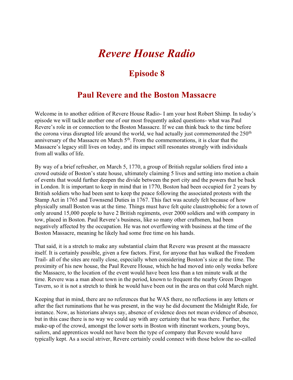 Paul Revere and the Boston Massacre