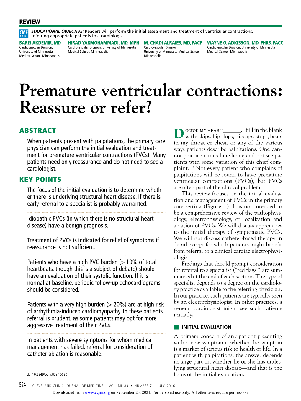 Premature Ventricular Contractions: Reassure Or Refer?