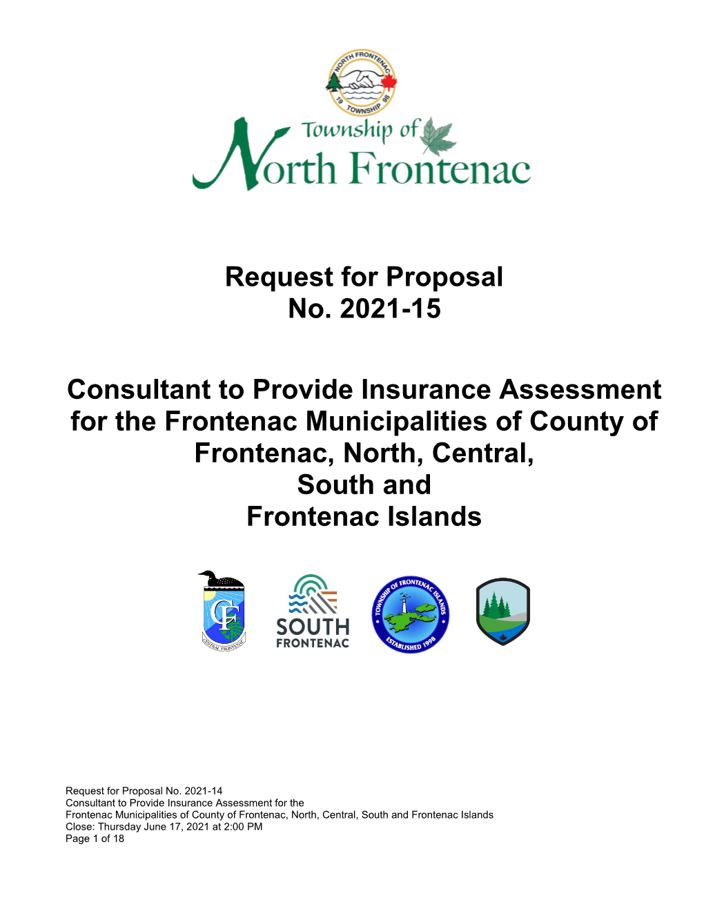Request for Proposal No. 2021-15 Consultant To