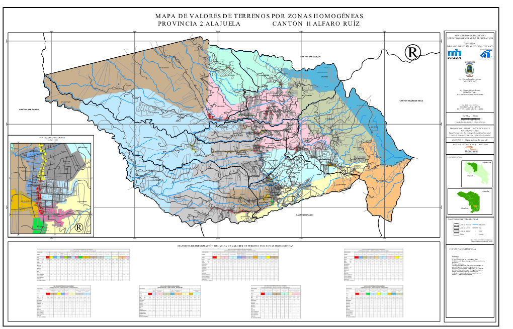 Mapa De Valores De Terrenos Por Zonas Homogéneas Provincia 2 Alajuela Cantón 11 Alfaro Ruíz