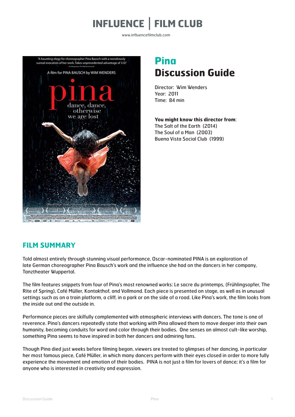 Pina Discussion Guide