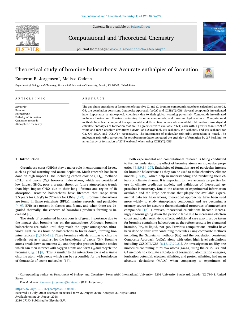 Theoretical Study of Bromine Halocarbons Accurate Enthalpies of Formation