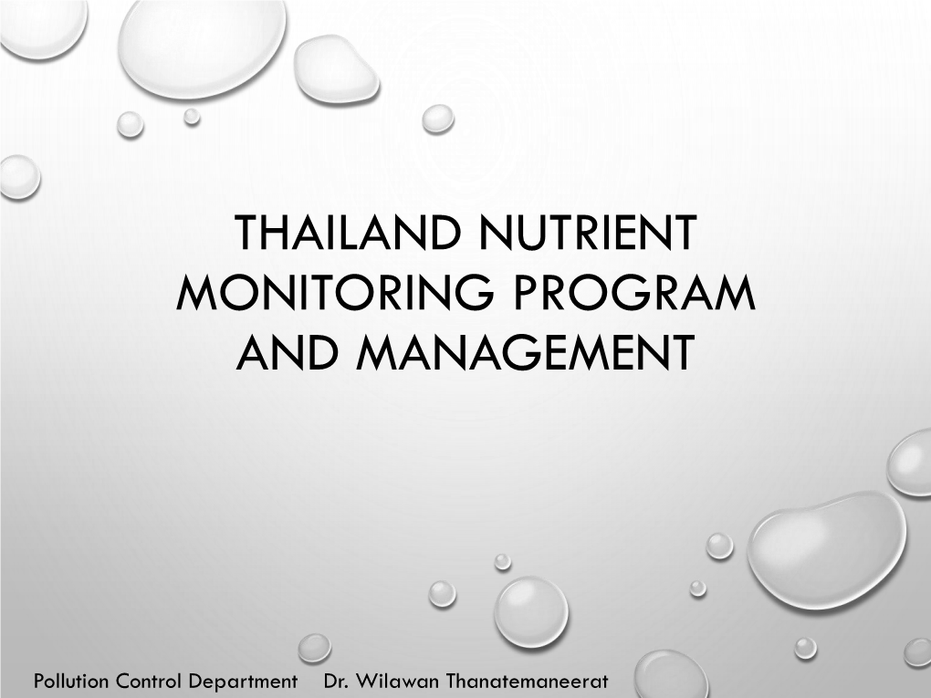 Thailand Nutrient Monitoring Program and Management