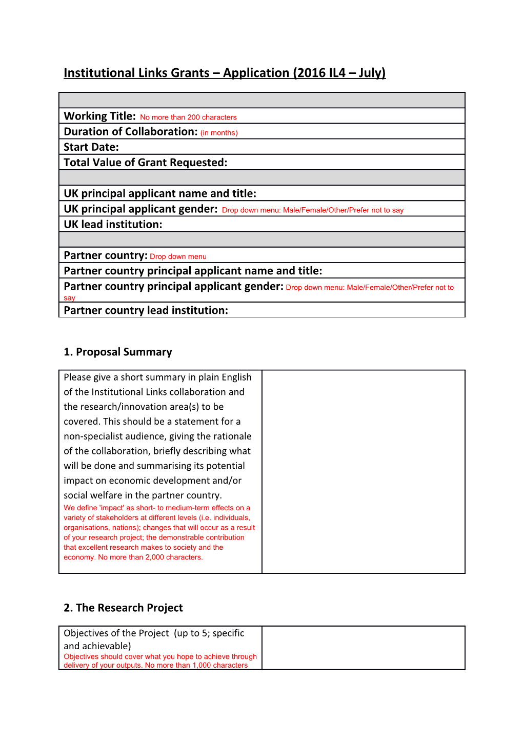 Institutional Links Grants Application (2016 IL4 July)