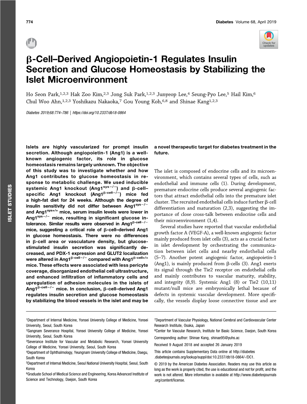 Β-Cell–Derived Angiopoietin-1 Regulates Insulin Secretion And