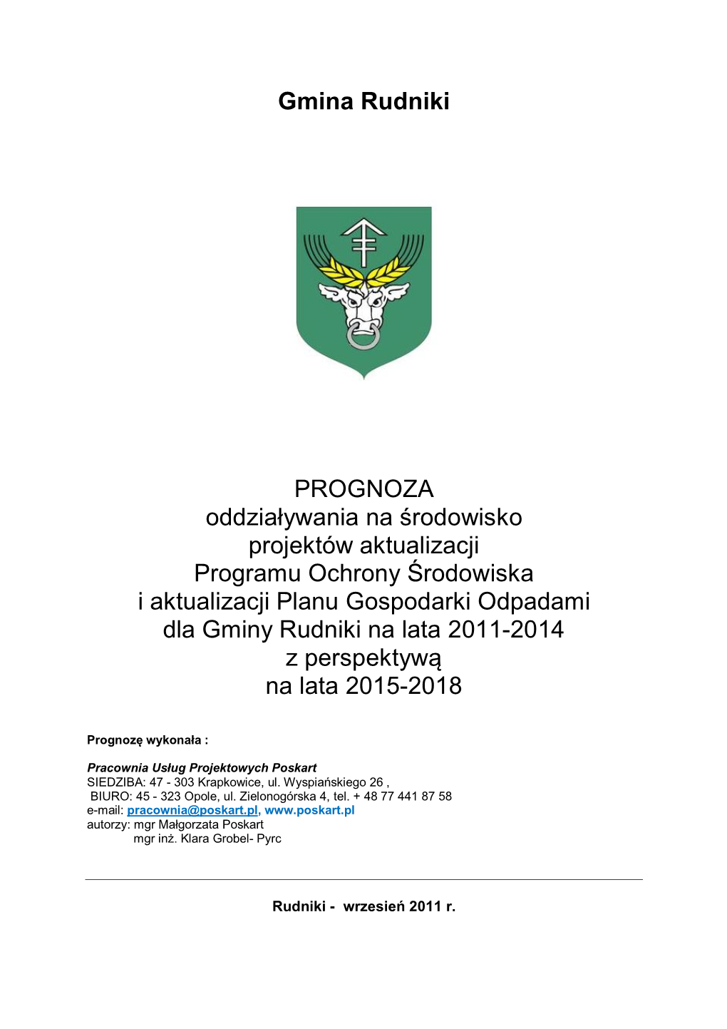 Gmina Rudniki PROGNOZA Oddziaływania Na Środowisko