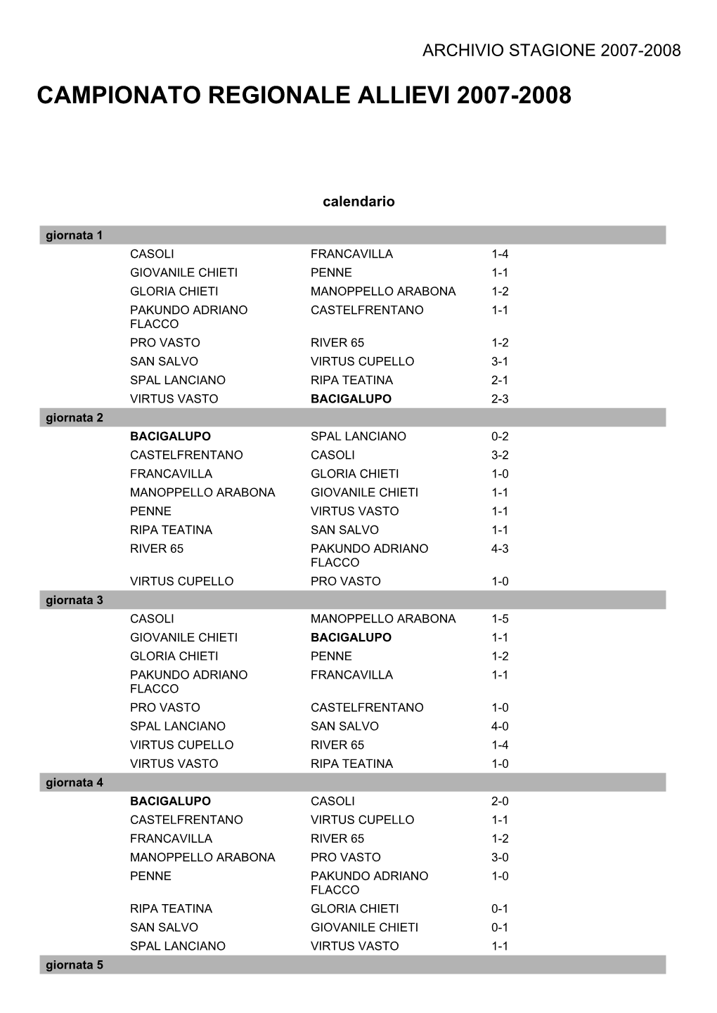 Campionato Regionale Allievi 2007-2008 ��� 