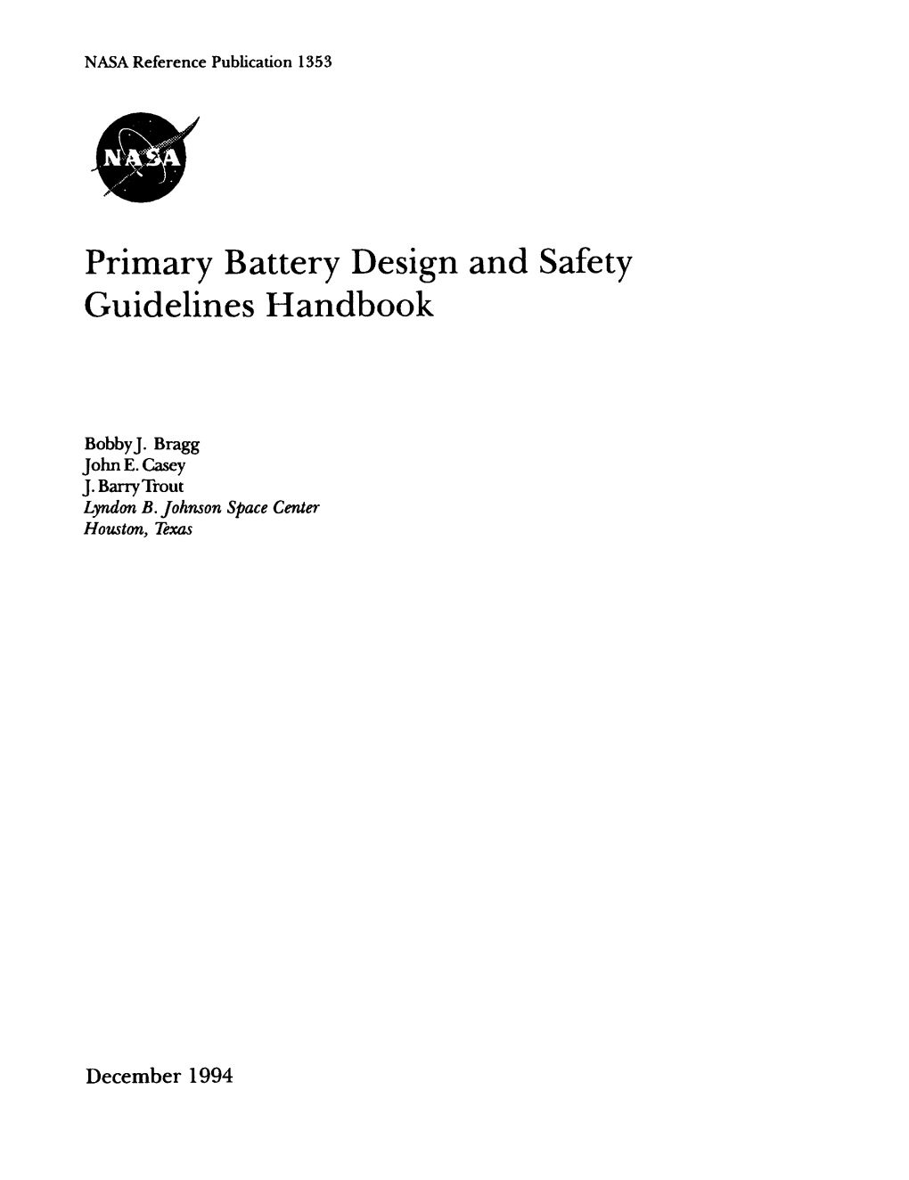 Primary Battery Design and Safety Guidelines Handbook