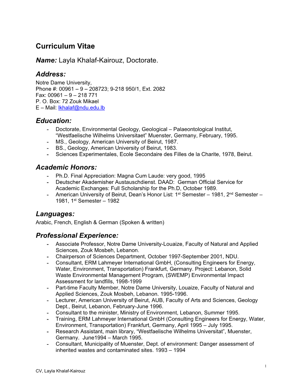 Curriculum Vitae