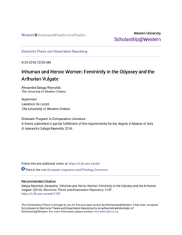 Inhuman and Heroic Women: Femininity in the Odyssey and the Arthurian Vulgate