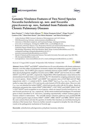 Genomic Virulence Features of Two Novel Species Nocardia Barduliensis Sp