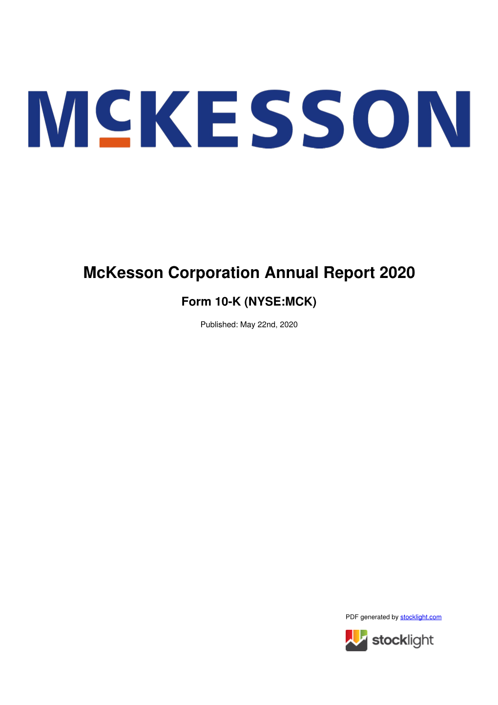 Mckesson Corporation Annual Report 2020