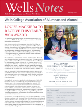 Louise Mackie '61 to Receive This Year's Wca Award