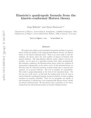 Einstein's Quadrupole Formula from the Kinetic-Conformal Horava Theory