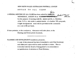 NSW Australian Football League – 1977 Sydney Club Boundaries