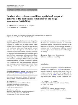 Lowland River Reference Condition: Spatial and Temporal Patterns of the Zoobenthos Community in the Volga Headwaters (2006–2010)