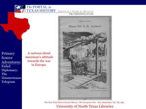 University of North Texas Libraries Primary Source Adventures: Failed Diplomacy: the Zimmermann Telegram