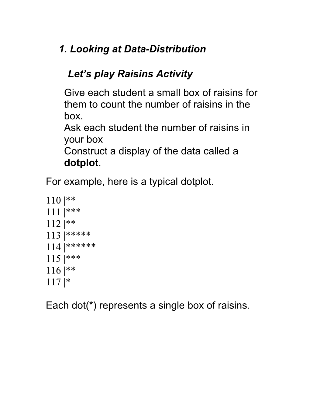 Let S Play Raisins Activity