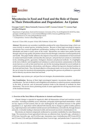 Mycotoxins in Feed and Food and the Role of Ozone in Their Detoxiﬁcation and Degradation: an Update