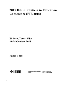 2015 IEEE Frontiers in Education Conference (FIE 2015)