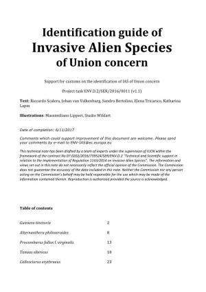 Identification Guide of Invasive Alien Species of Union Concern