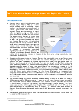 DOCC Joint Mission Report: Kismayo, Lower Juba Region, 16-17 July 2017