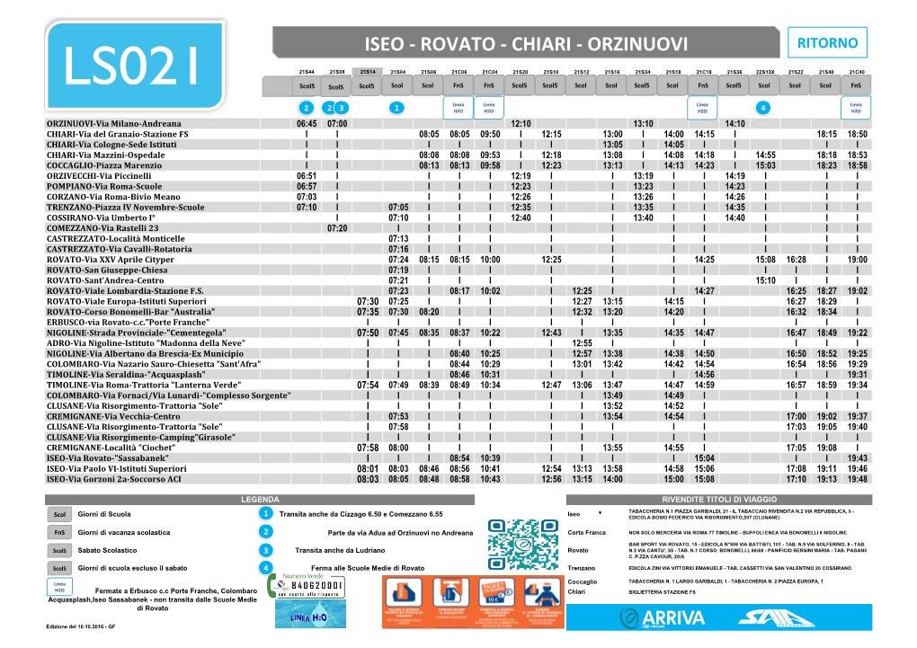 Iseo - Rovato - Chiari - Orzinuovi Ritorno