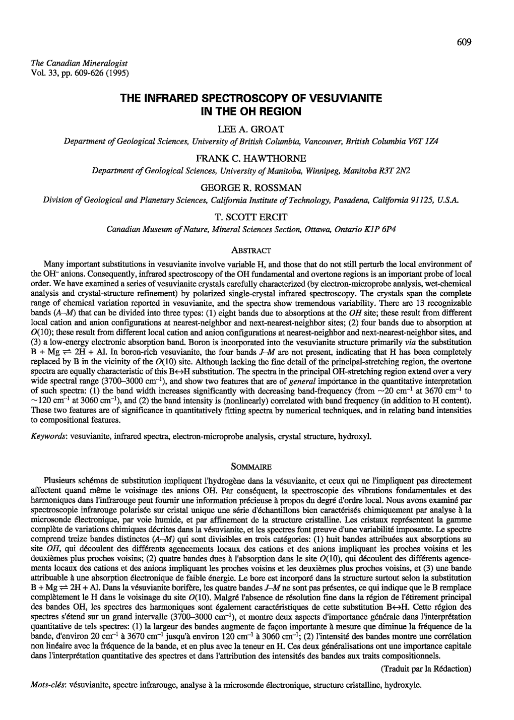 The Infrared Spectroscopy of Vesuvianite in the Oh