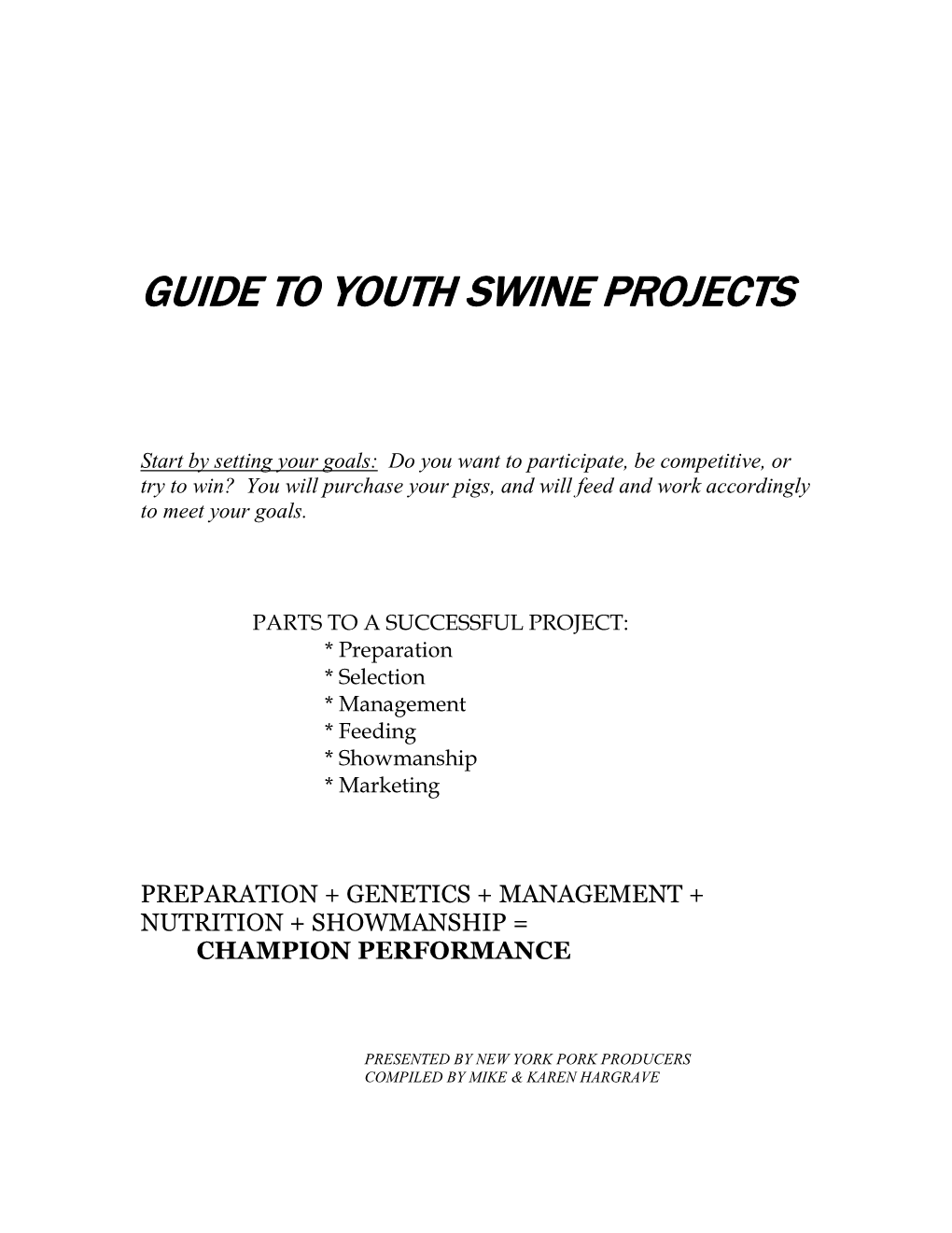 Guide to Youth Swine Projects