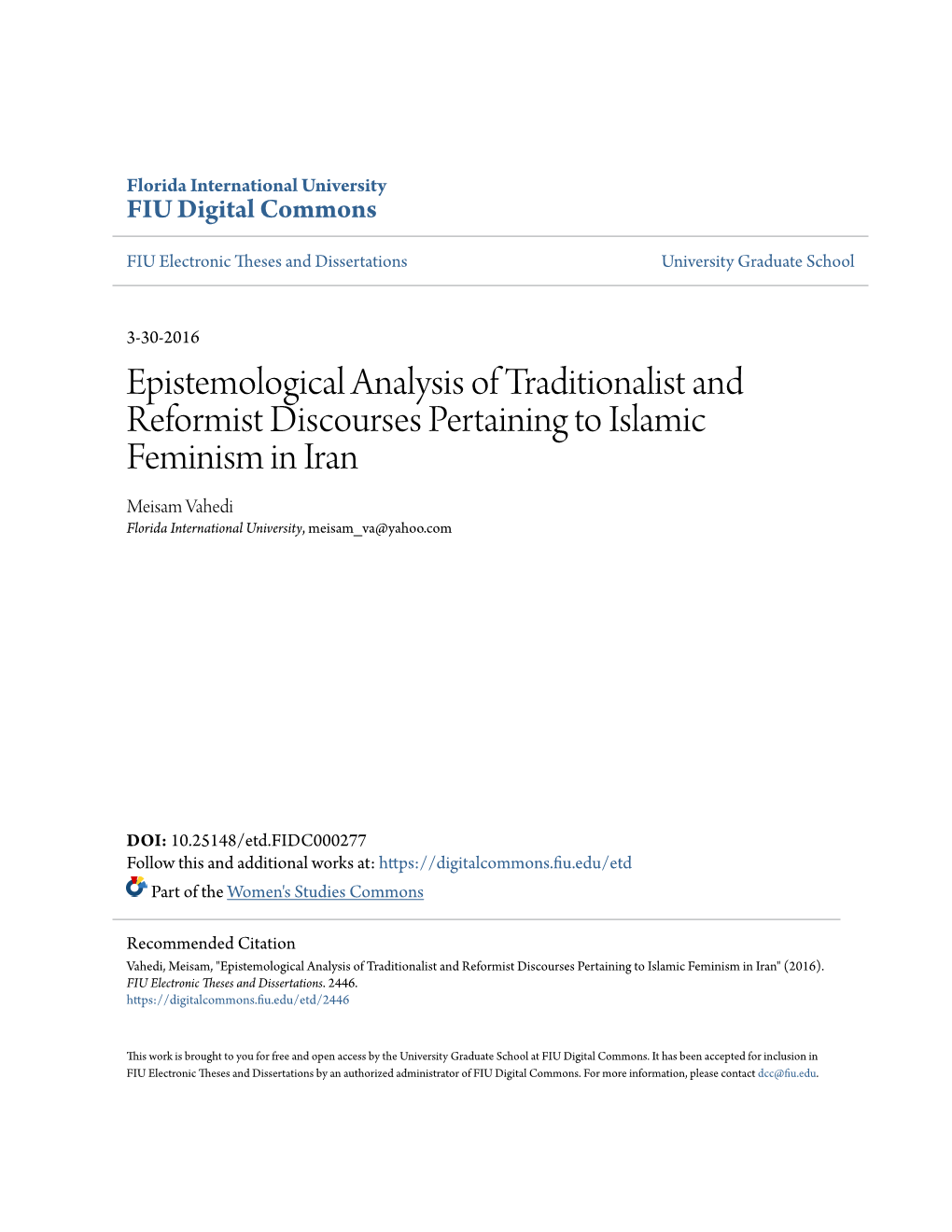 Epistemological Analysis of Traditionalist and Reformist