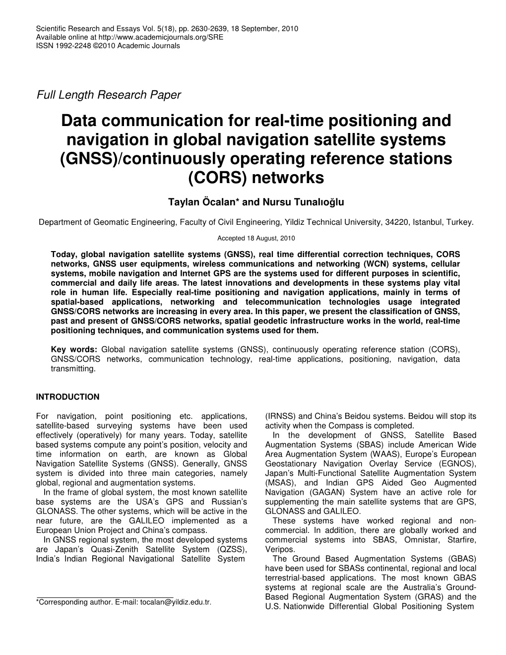 GNSS)/Continuously Operating Reference Stations (CORS) Networks