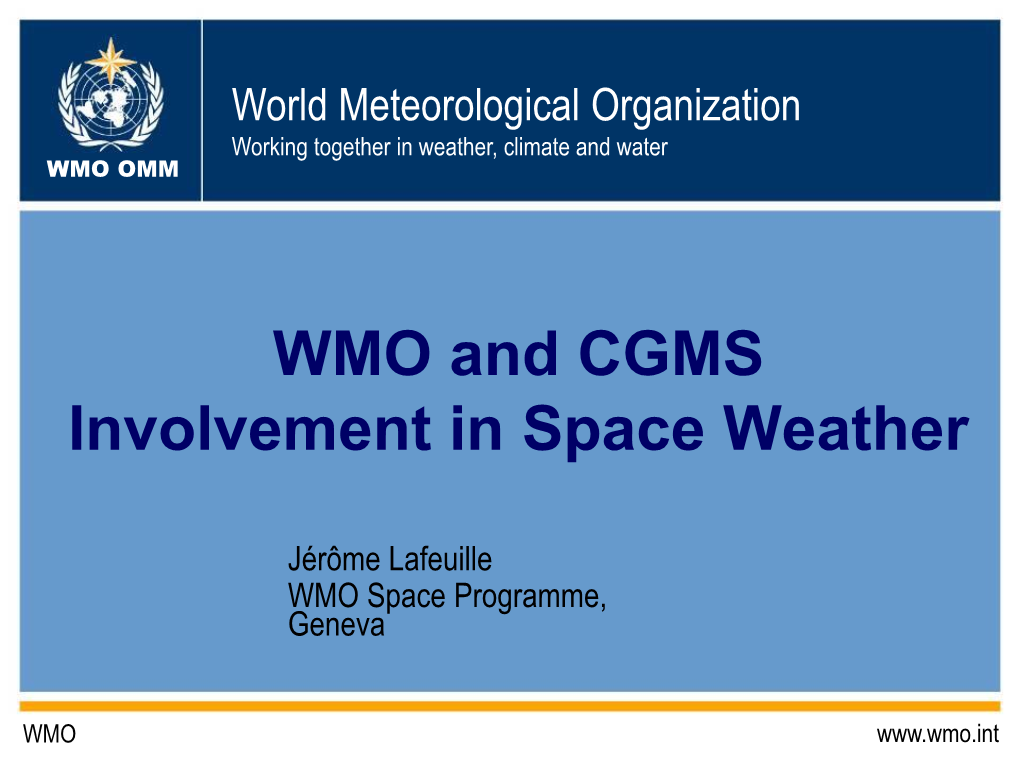 WMO and Space Weather