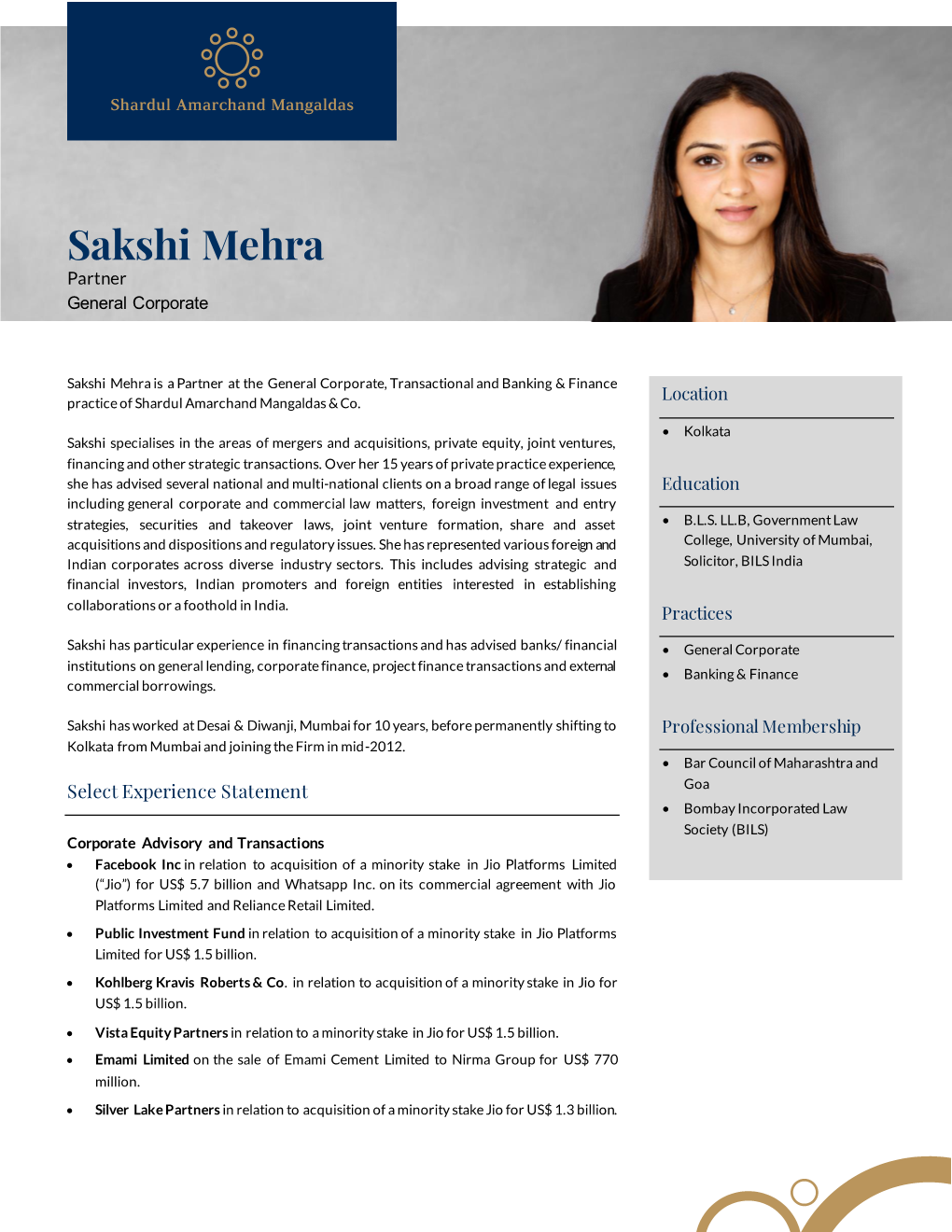 Sakshi Mehra Partner General Corporate