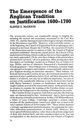 The Emergence of the Anglican Tradition on Justification 1600-1700 ALISTER E