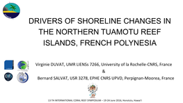 Drivers of Shoreline Changes in the Northern Tuamotu Reef Islands, French Polynesia