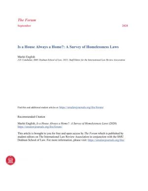 A Survey of Homelessness Laws