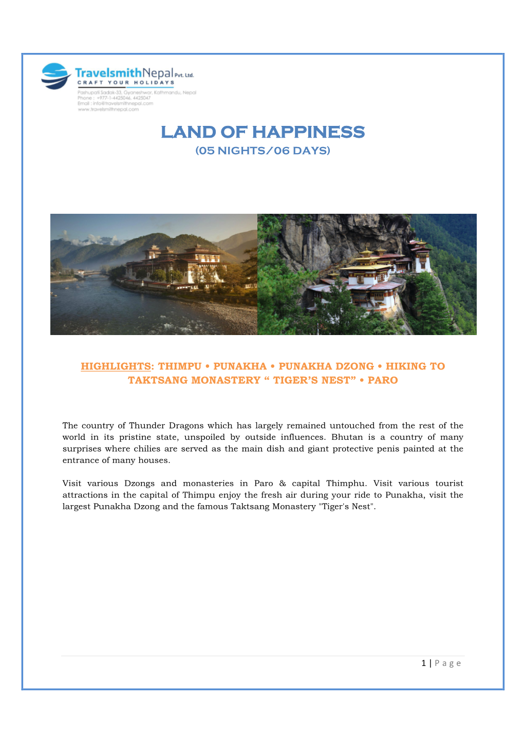 Land of Happiness (05 Nights/06 Days)