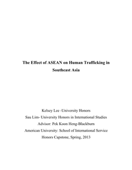 The Effect of ASEAN on Human Trafficking in Southeast Asia