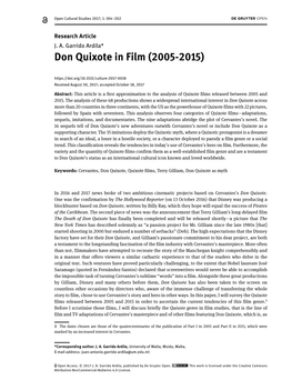 Don Quixote in Film (2005-2015)