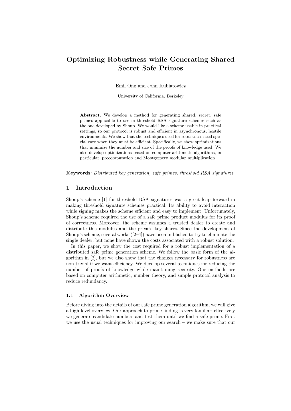 Optimizing Robustness While Generating Shared Secret Safe Primes