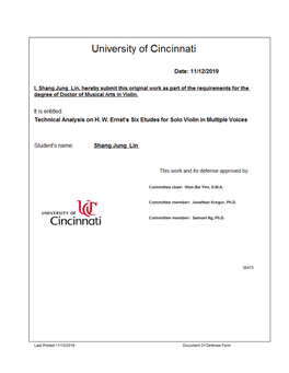 Technical Analysis on HW Ernst's Six Etudes for Solo Violin in Multiple