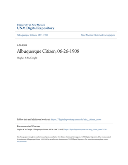 Albuquerque Citizen, 06-26-1908 Hughes & Mccreight