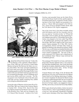 John Mackie's Civil War -- the First Marine Corps Medal of Honor